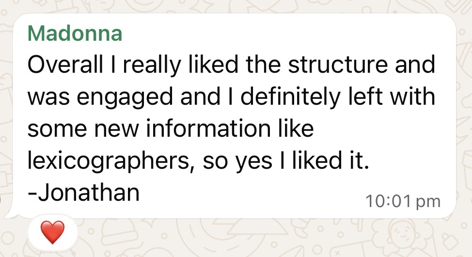 Student testimonial from Jonathan about the class structure